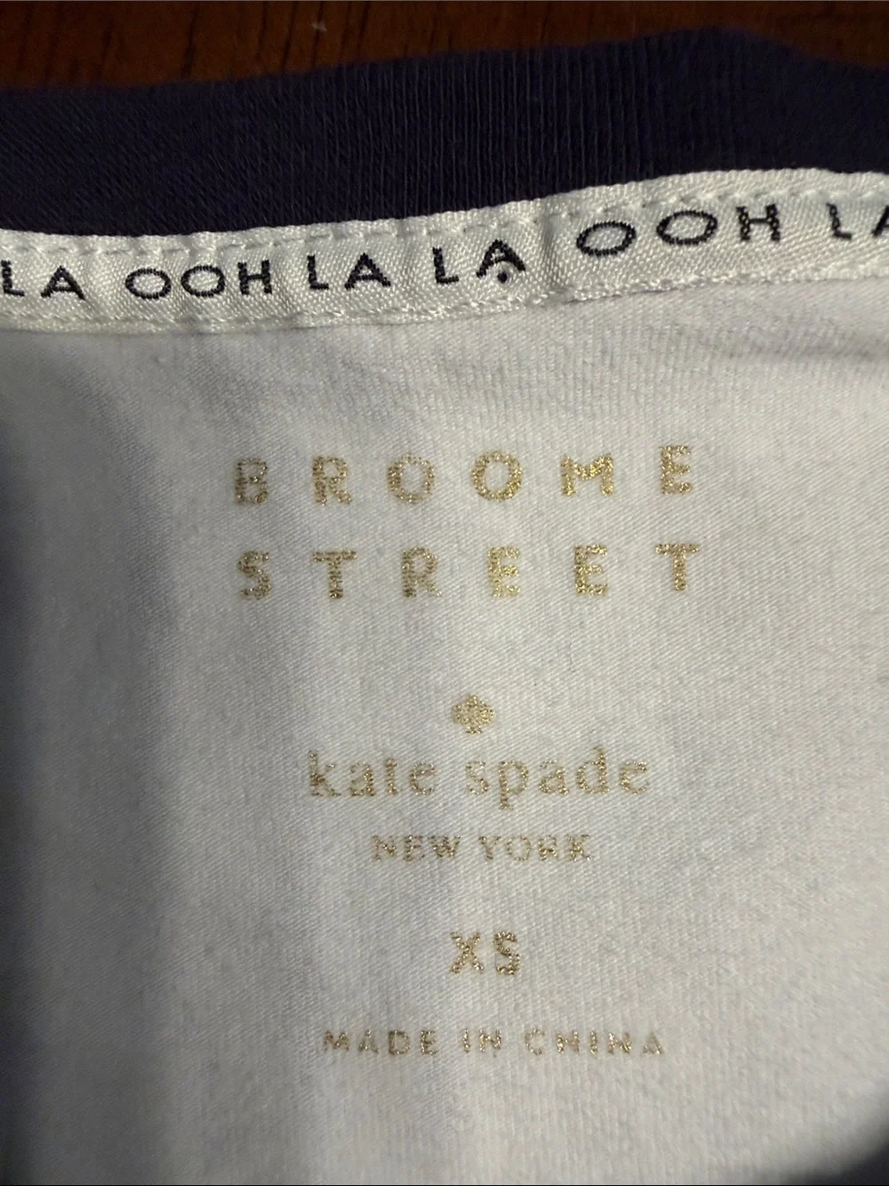kate spade White Short Sleeve Tee with Navy Trim & Bow